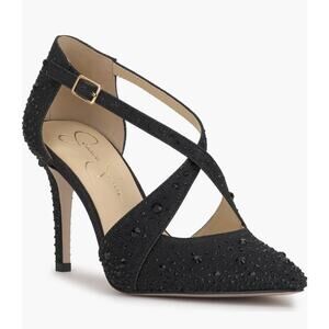 Jessica Simpson Accile black rhinestone pointed-toe pumps ankle strap sz 9.5 NEW